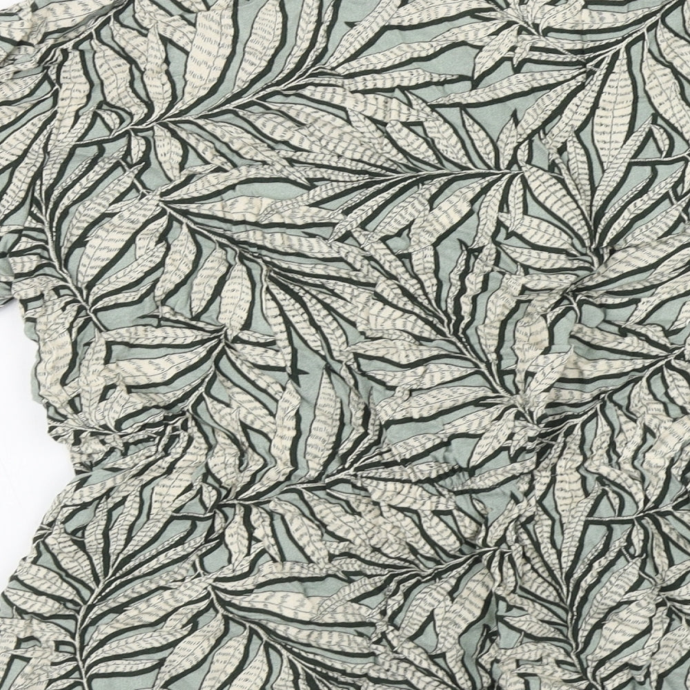 Primark Womens Green Floral Viscose Basic Blouse Size 14 Round Neck