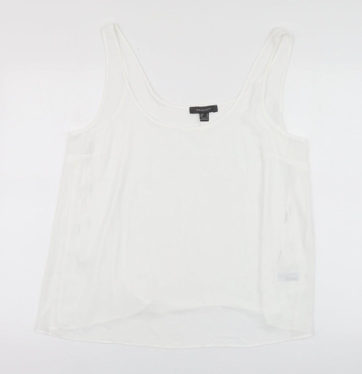 Primark Womens White Polyester Basic Tank Size 8 Round Neck