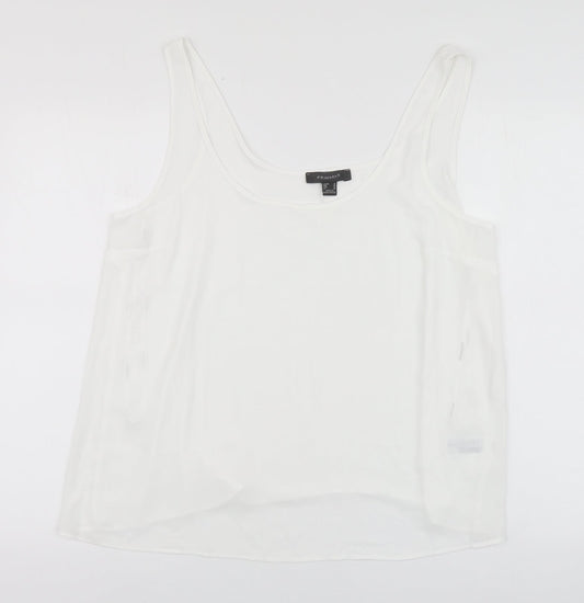 Primark Womens White Polyester Basic Tank Size 8 Round Neck