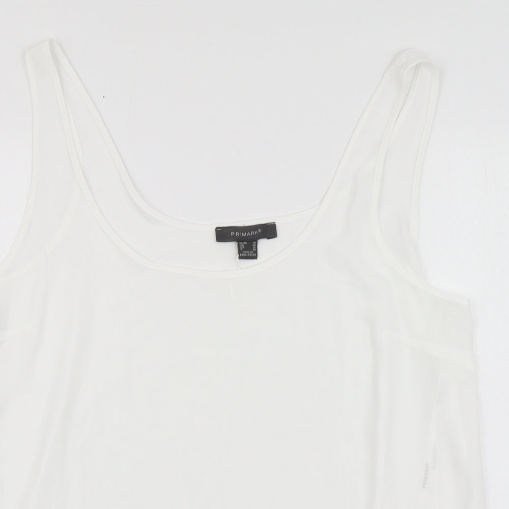 Primark Womens White Polyester Basic Tank Size 8 Round Neck