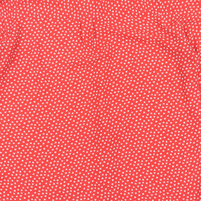 F&F Womens Red Geometric Polyester Basic Blouse Size 14 Round Neck