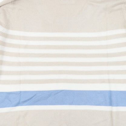 Papaya Womens Beige Round Neck Striped Acrylic Pullover Jumper Size 16