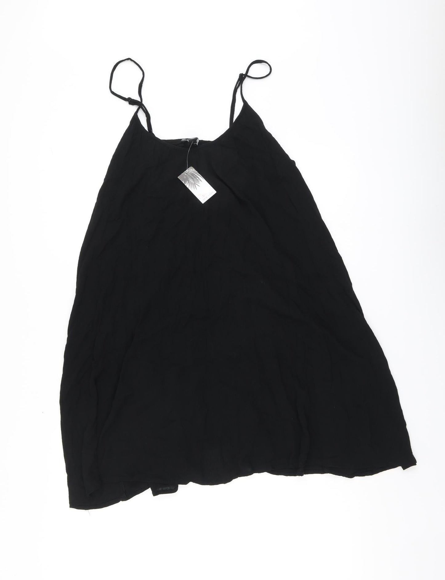 New Look Womens Black Viscose Skater Dress Size S Round Neck - Beachwear