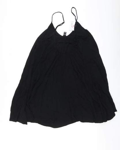 New Look Womens Black Viscose Skater Dress Size S Round Neck - Beachwear