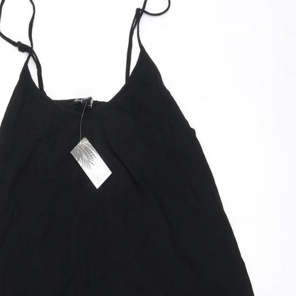 New Look Womens Black Viscose Skater Dress Size S Round Neck - Beachwear