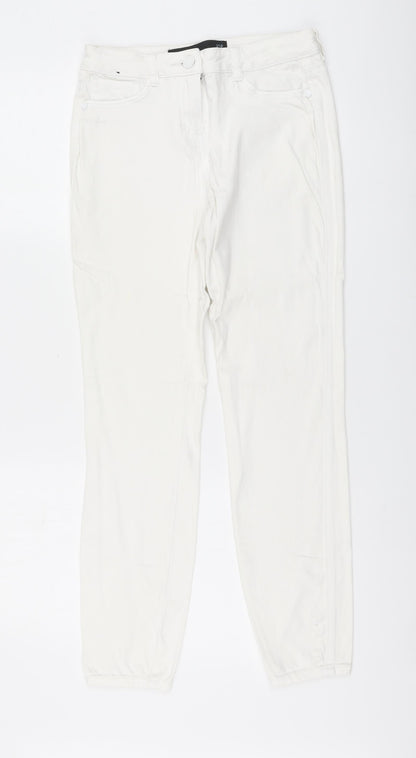 NEXT Womens White Viscose Skinny Jeans Size 10 L28 in Regular Button