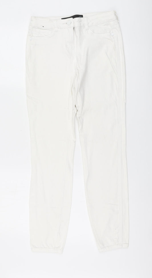 NEXT Womens White Viscose Skinny Jeans Size 10 L28 in Regular Button