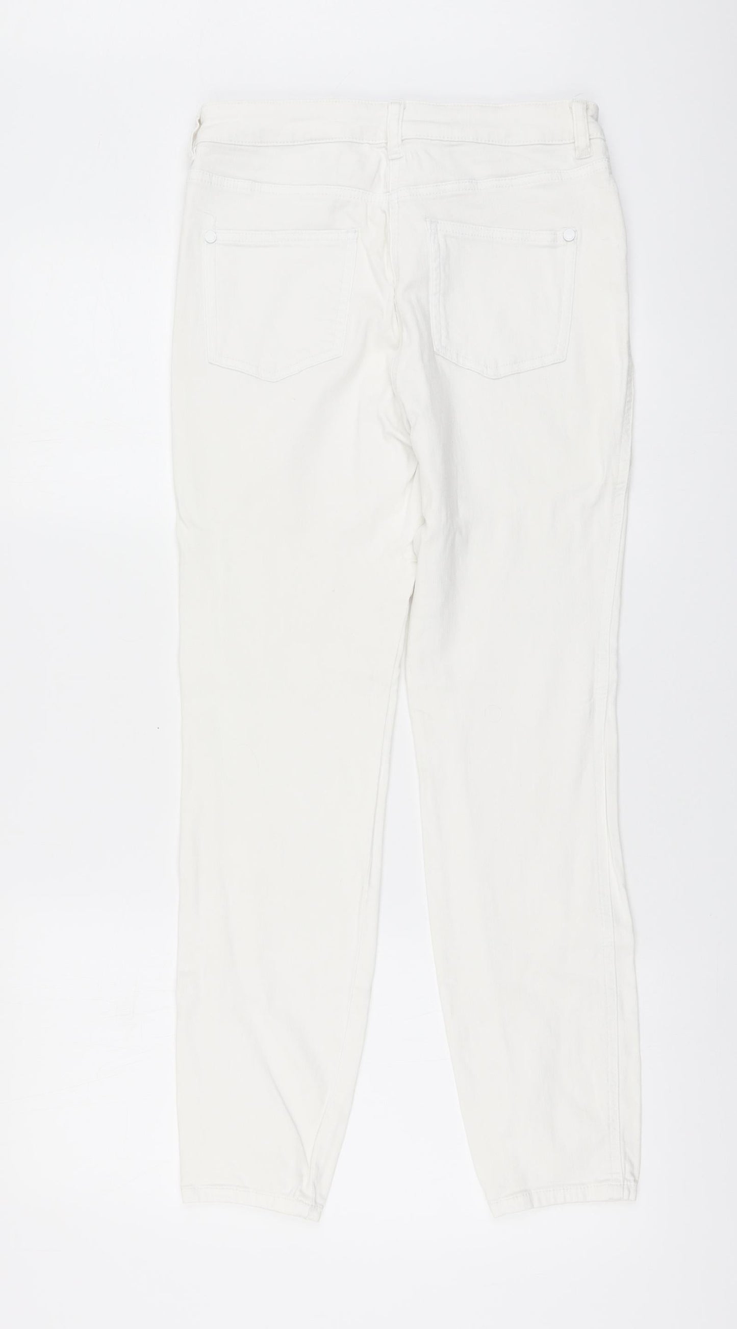 NEXT Womens White Viscose Skinny Jeans Size 10 L28 in Regular Button