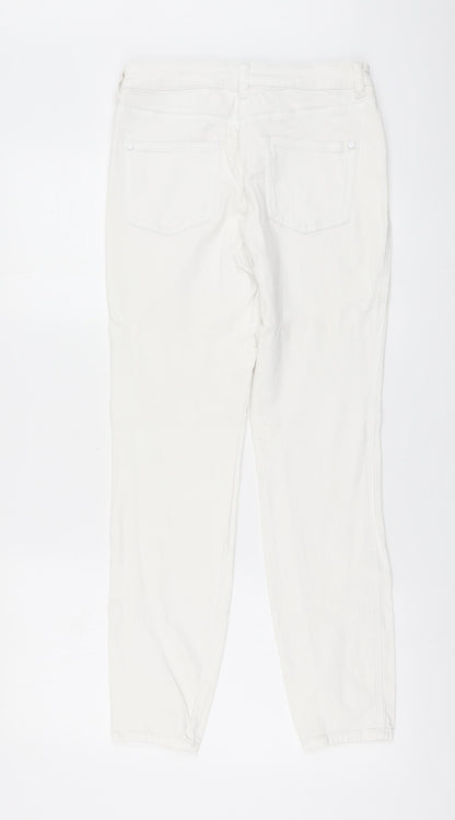 NEXT Womens White Viscose Skinny Jeans Size 10 L28 in Regular Button