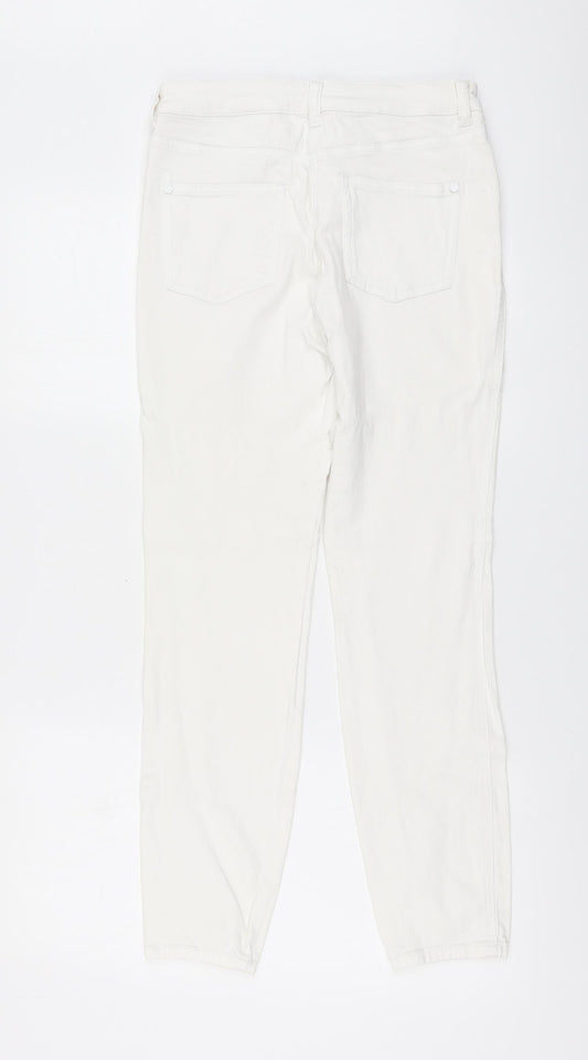 NEXT Womens White Viscose Skinny Jeans Size 10 L28 in Regular Button