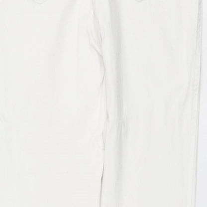 NEXT Womens White Viscose Skinny Jeans Size 10 L28 in Regular Button