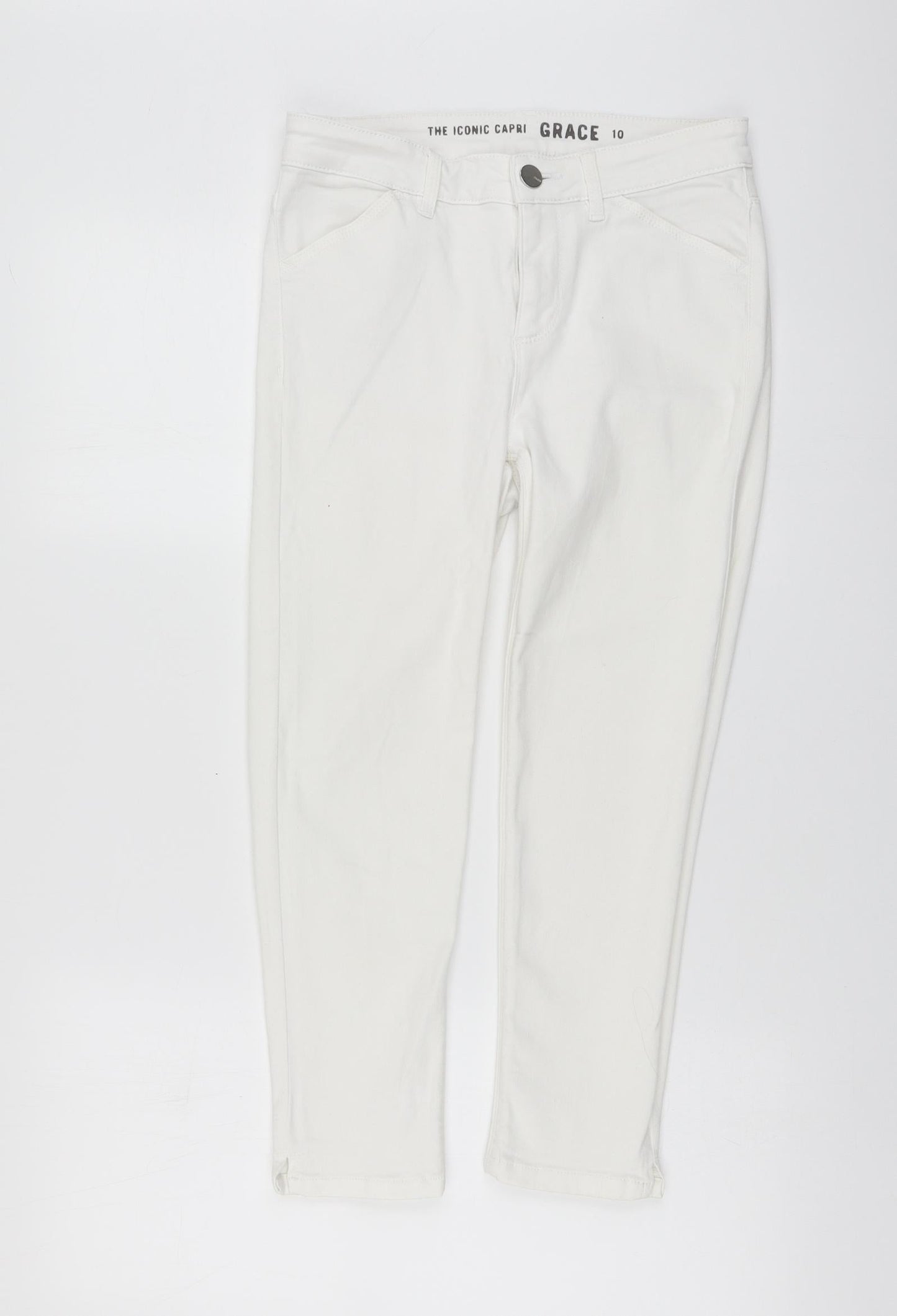Oasis Womens White Cotton Skinny Jeans Size S L22 in Regular Button