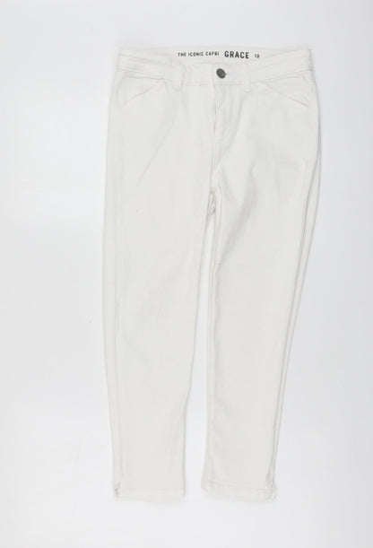 Oasis Womens White Cotton Skinny Jeans Size S L22 in Regular Button