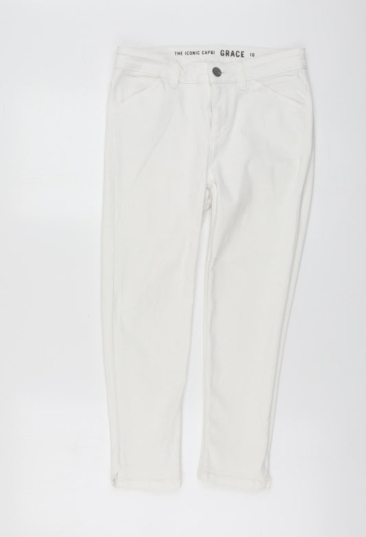 Oasis Womens White Cotton Skinny Jeans Size S L22 in Regular Button