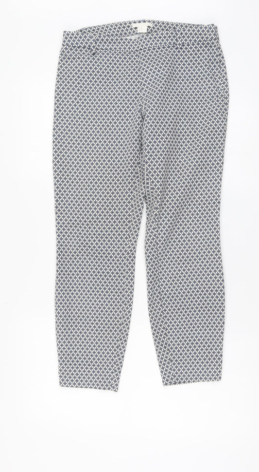 Womens UK Size M H&M Regular Fit Chino Blue Trousers