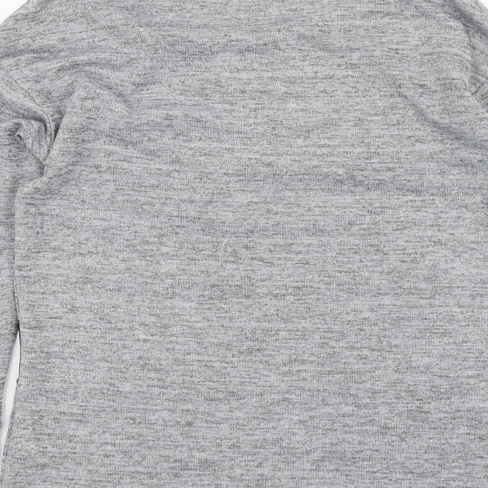 F&F Womens Grey Polyester Basic Blouse Size 8 Round Neck - Lace Detail