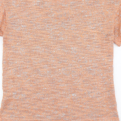 F&F Womens Orange Acrylic Basic T-Shirt Size 8 Round Neck