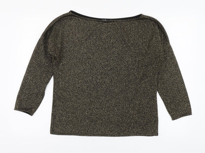 Boohoo Womens Black Boat Neck Polyester Pullover Jumper Size 10