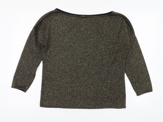 Boohoo Womens Black Boat Neck Polyester Pullover Jumper Size 10