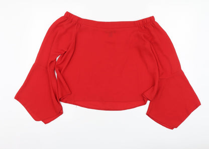 Womens UK Size 10 New Look Red Cropped Blouse