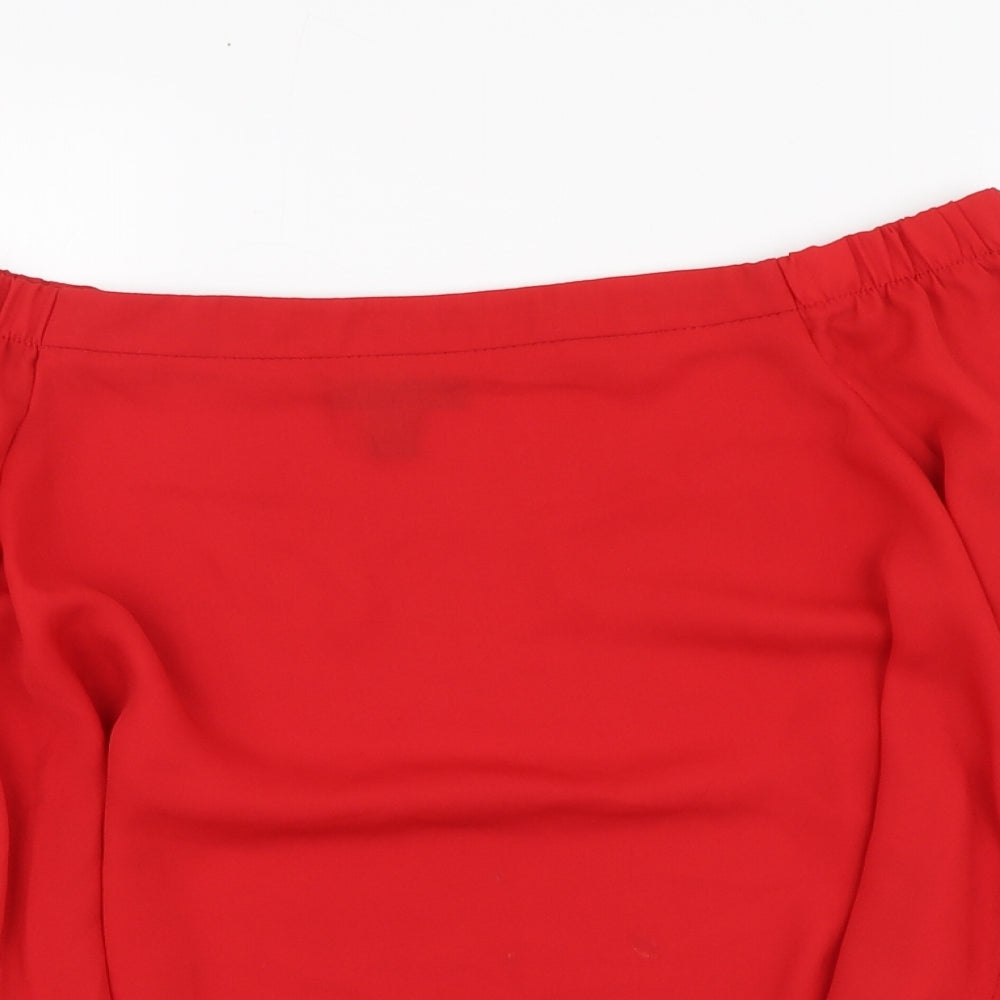 Womens UK Size 10 New Look Red Cropped Blouse