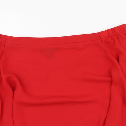 Womens UK Size 10 New Look Red Cropped Blouse