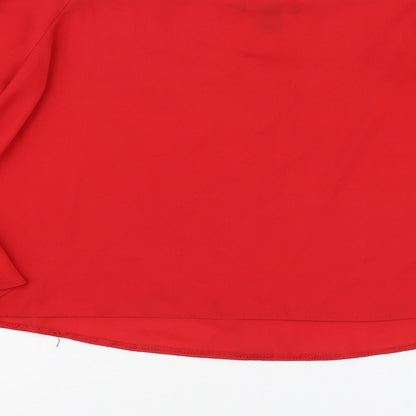 Womens UK Size 10 New Look Red Cropped Blouse