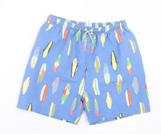 Dunnes Womens Blue Geometric Polyester Sweat Shorts Size 26 in Regular Drawstring - Surf Boards