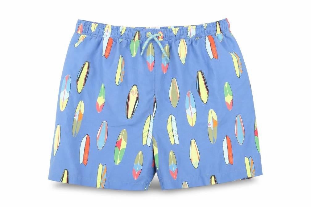 Dunnes Womens Blue Geometric Polyester Sweat Shorts Size 26 in Regular Drawstring - Surf Boards