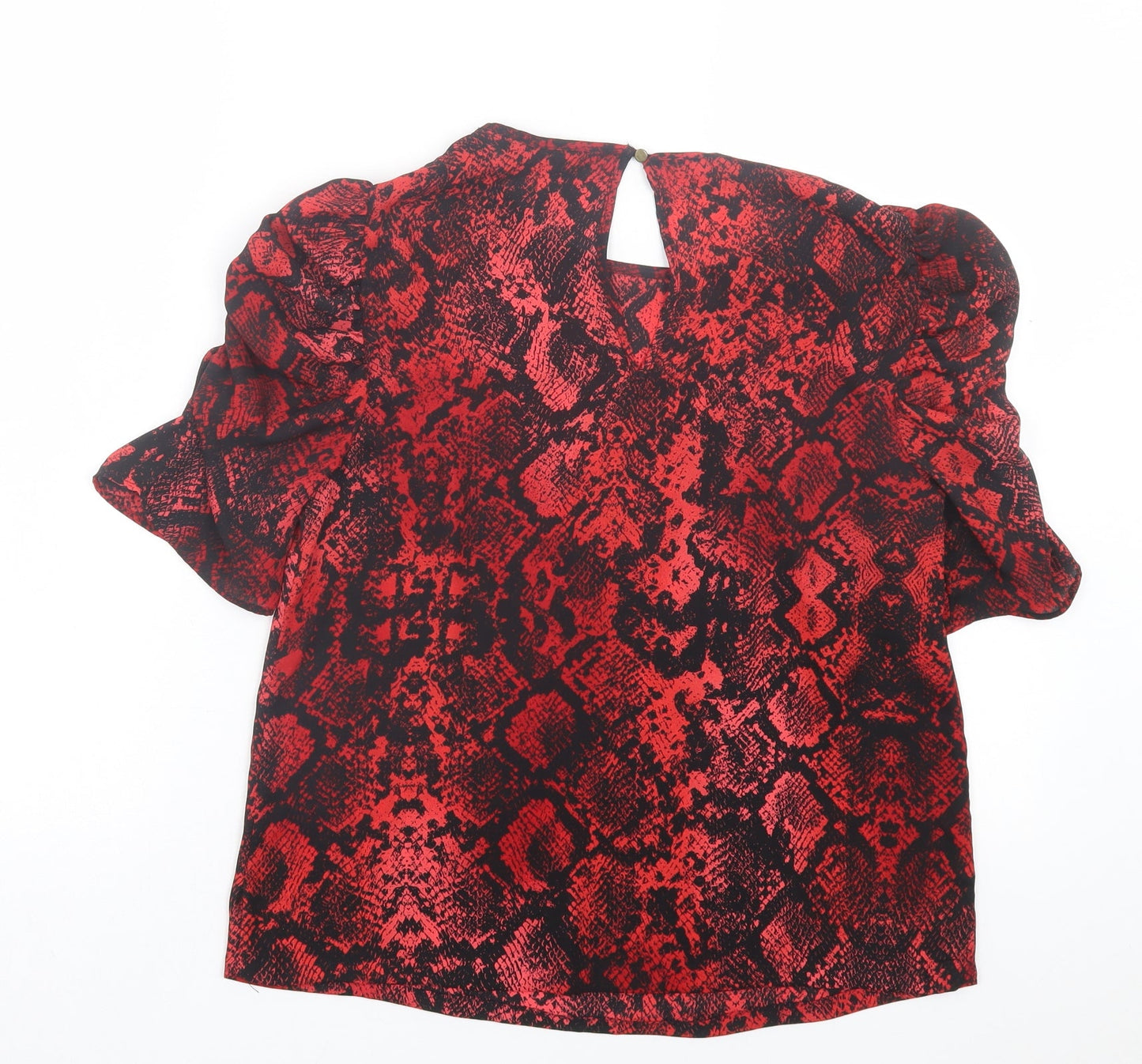F&F Womens Red Animal Print Polyester Basic Blouse Size 8 Crew Neck - Snake Print