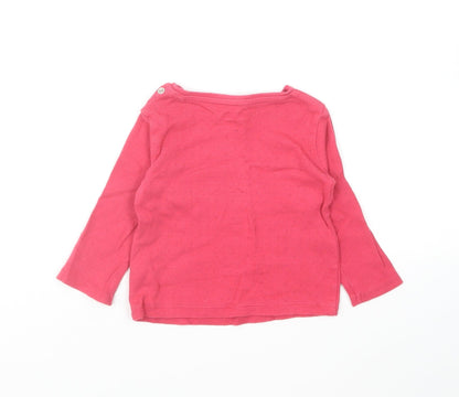 Fred & Flo Girls Pink Cotton Pullover T-Shirt Size 3-6 Months Round Neck Snap - Pointelle