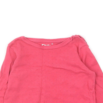 Fred & Flo Girls Pink Cotton Pullover T-Shirt Size 3-6 Months Round Neck Snap - Pointelle