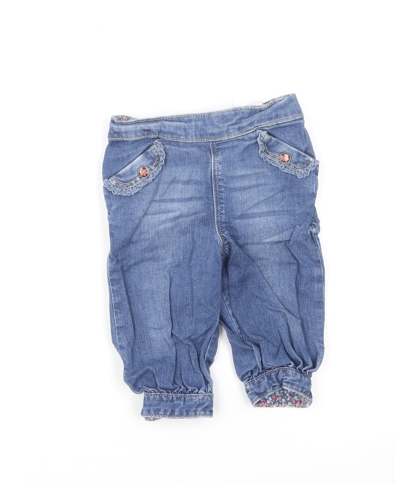 H&M Girls Blue Cotton Capri Jeans Size 3-6 Months Pullover