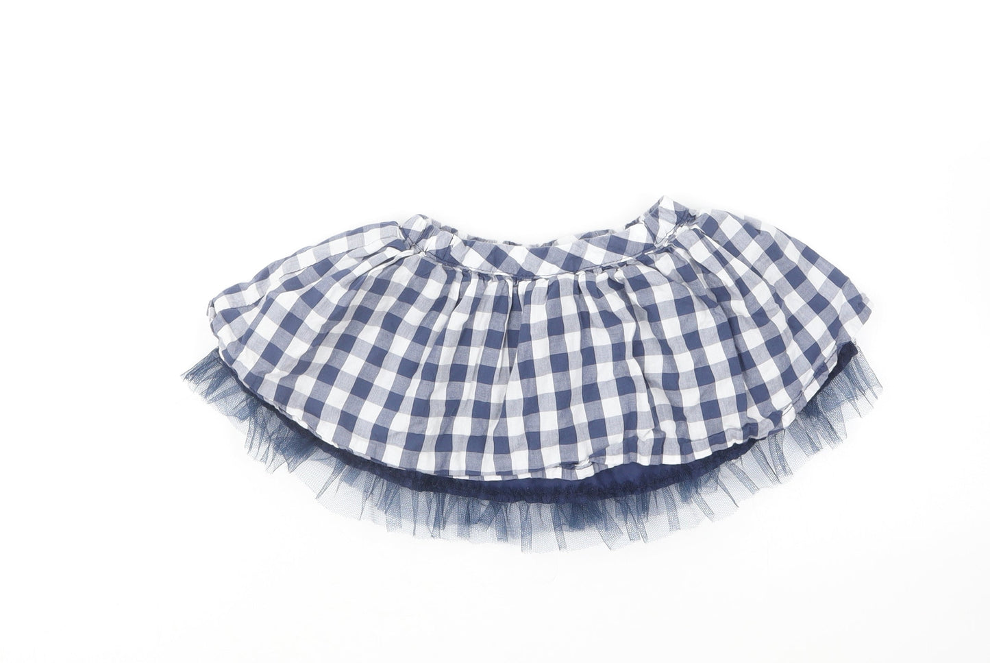 Marks and Spencer Girls Blue Gingham Polyester Tutu Skirt Size 9-12 Months Pull On