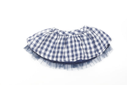 Marks and Spencer Girls Blue Gingham Polyester Tutu Skirt Size 9-12 Months Pull On