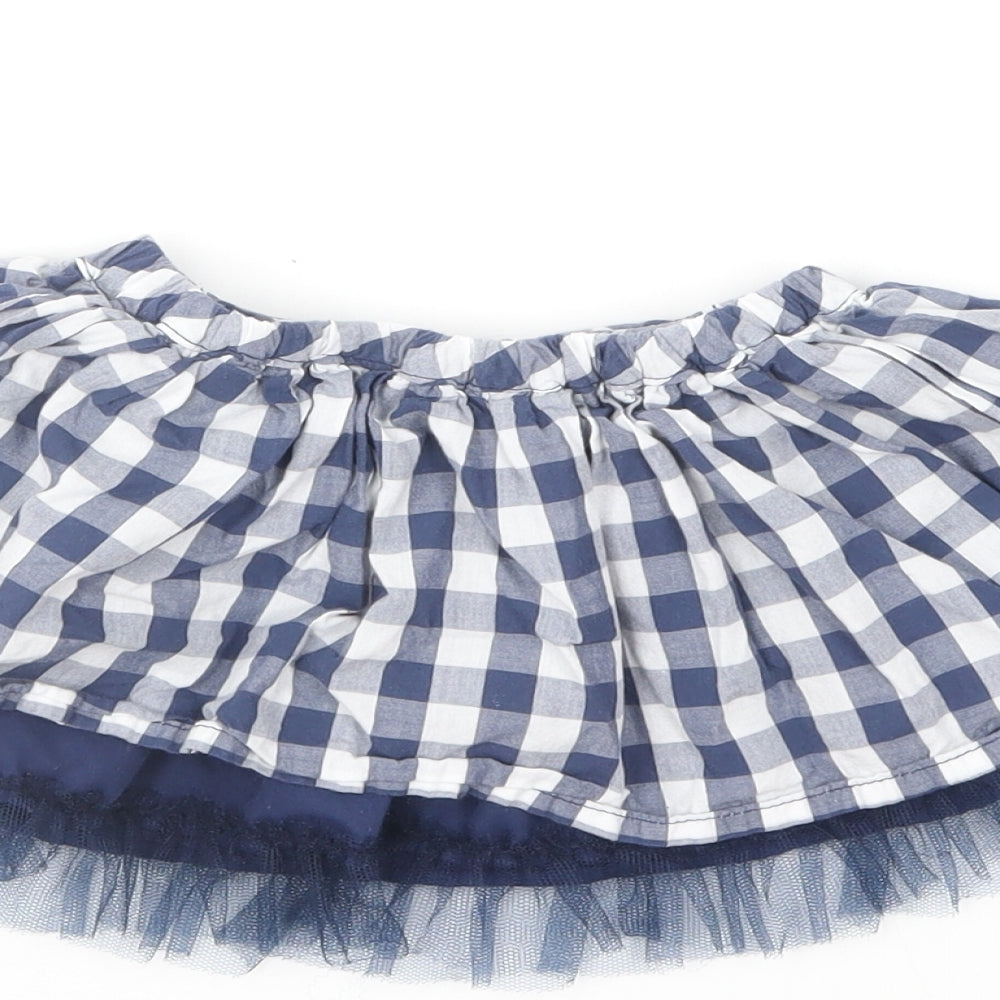 Marks and Spencer Girls Blue Gingham Polyester Tutu Skirt Size 9-12 Months Pull On