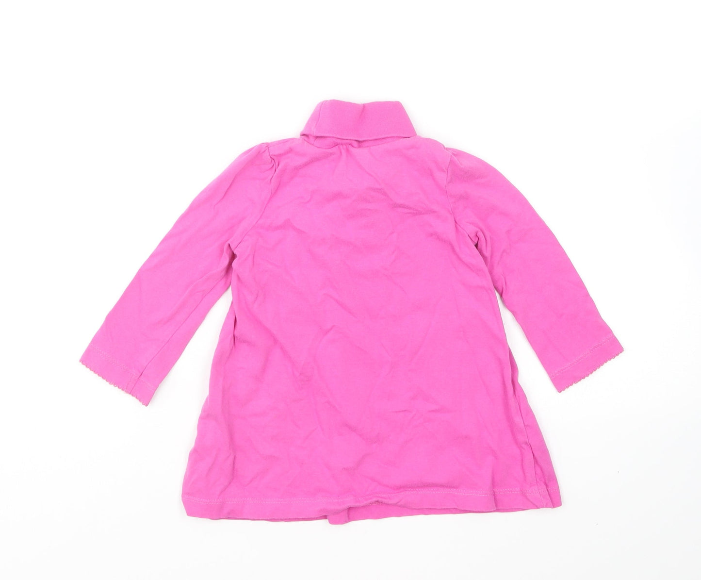 Mini Club Girls Pink Cotton Skater Dress Size 9-12 Months Roll Neck Pullover