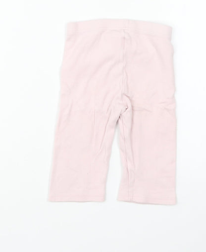 Marks and Spencer Girls Pink Cotton Jogger Leggings Size 6-9 Months Pullover - Flower