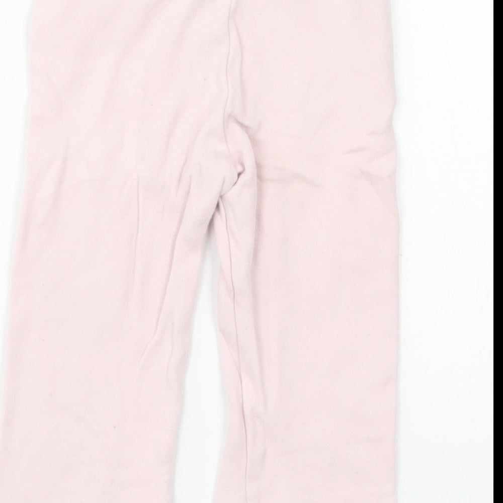 Marks and Spencer Girls Pink Cotton Jogger Leggings Size 6-9 Months Pullover - Flower