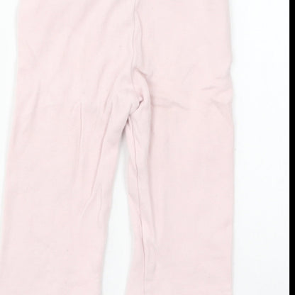 Marks and Spencer Girls Pink Cotton Jogger Leggings Size 6-9 Months Pullover - Flower