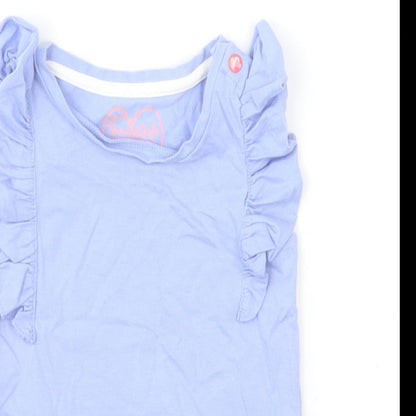 Mothercare Girls Blue Cotton Basic T-Shirt Size 6-9 Months Round Neck Pullover