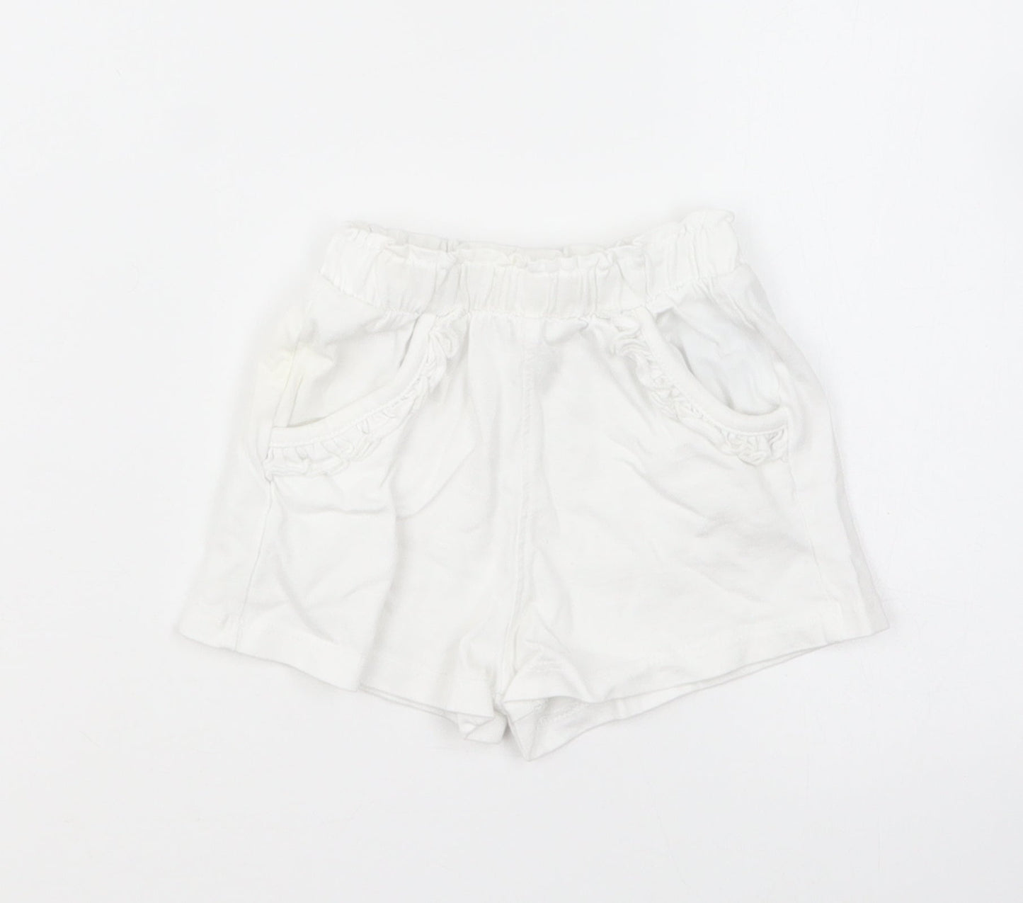 Mothercare Baby White Cotton Cropped Trousers Size 6-9 Months Pullover - Shorts