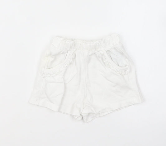 Mothercare Baby White Cotton Cropped Trousers Size 6-9 Months Pullover - Shorts