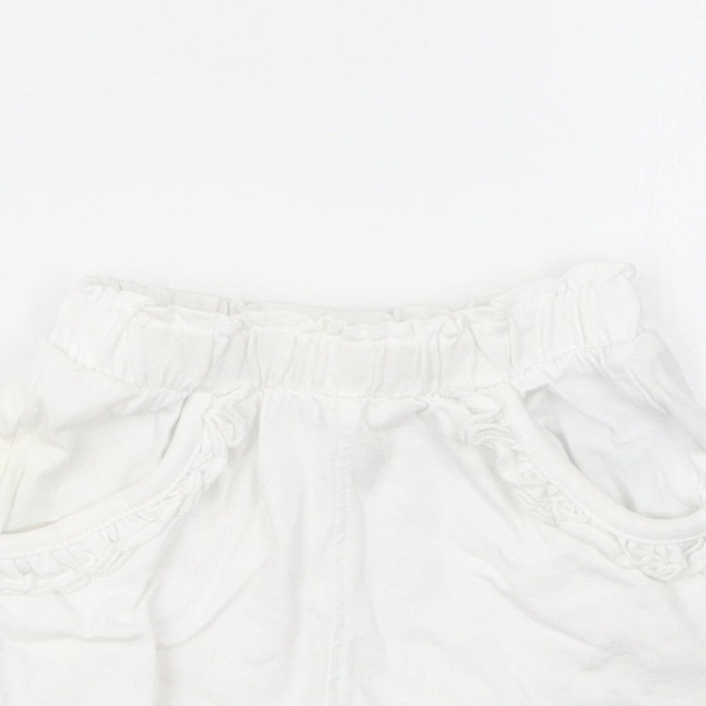 Mothercare Baby White Cotton Cropped Trousers Size 6-9 Months Pullover - Shorts