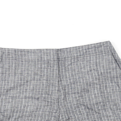 DASH Womens Grey Striped Linen Chino Shorts Size 12 L7 in Regular Hook & Eye