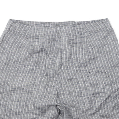 DASH Womens Grey Striped Linen Chino Shorts Size 12 L7 in Regular Hook & Eye