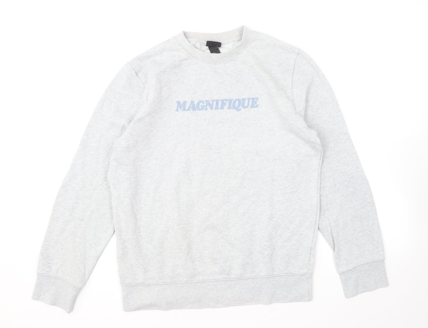 H&M Womens Grey Polyester Pullover Sweatshirt Size S Pullover - Magnifique