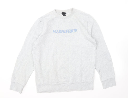 H&M Womens Grey Polyester Pullover Sweatshirt Size S Pullover - Magnifique