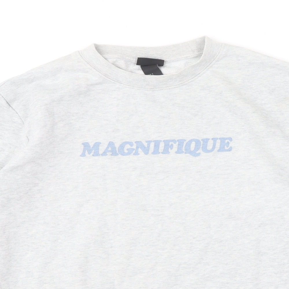 H&M Womens Grey Polyester Pullover Sweatshirt Size S Pullover - Magnifique