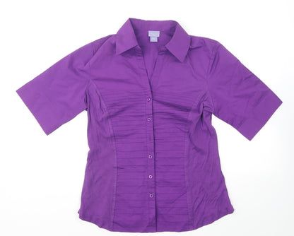 Womens UK Size L Laura Scott Purple Basic Button-Up
